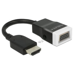 DeLOCK 65587 câble vidéo et adaptateur HDMI Type A (Standard) VGA (D-Sub) + 3,5 mm Noir, Blanc