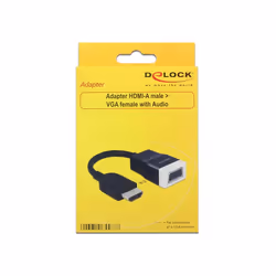 DeLOCK 65587 câble vidéo et adaptateur HDMI Type A (Standard) VGA (D-Sub) + 3,5 mm Noir, Blanc