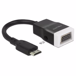 DeLOCK 65588, HDMI Type C (Mini), VGA (D-Sub) + 3,5 mm, Mâle, Femelle, 1920 x 1200 pixels, Noir
