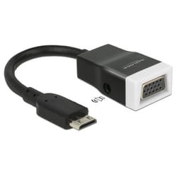 DeLOCK 65588 câble vidéo et adaptateur HDMI Type C (Mini) VGA (D-Sub) + 3,5 mm Noir