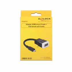 DeLOCK 65589 câble vidéo et adaptateur HDMI Type D (Micro) VGA (D-Sub) + 3,5 mm Noir