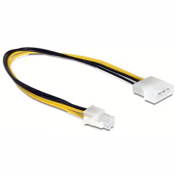 DeLOCK 0.3m P4/Molex 4-pin, 0,3 m, ATX (4-pin), Molex (4-pin), Noir, Jaune