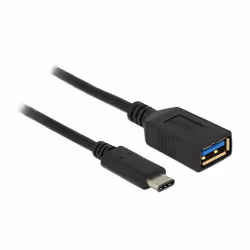 DeLOCK 0.15m USB 3.1, 0,15 m, USB C, USB A, USB 3.2 Gen 2 (3.1 Gen 2), Mâle/Femelle, Noir