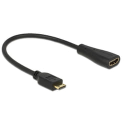 DeLOCK 0.23m mini-HDMI/HDMI câble HDMI 0,23 m HDMI Type C (Mini) HDMI Type A (Standard) Noir