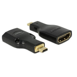 DeLOCK HDMI Micro-D/HDMI-A, M/F, 4K Micro-HDMI Noir