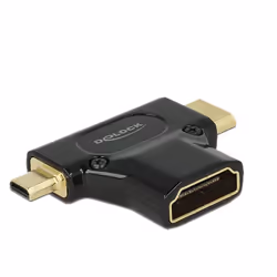DeLOCK HDMI-A/HDMI Mini-C+ Micro-D, F/M+M, HDMI, Mini-HDMI + Micro-HDMI, Noir