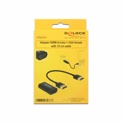 DeLOCK 0.15m, HDMI/VGA 0,15 m VGA (D-Sub) Noir