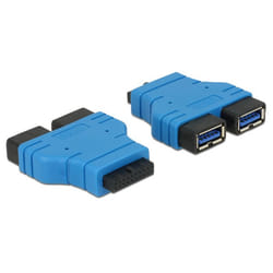 DeLOCK USB3.0/2xUSB3.0 2 x USB 3.0-A Noir, Bleu
