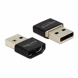 DeLOCK HDMI/USB-A, Noir, Argent, Boîte, 16,6 mm, 23,4 mm, 6,8 mm, 1 pièce(s)