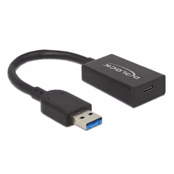 DeLOCK 65698, 0,15 m, USB A, USB C, USB 3.2 Gen 2 (3.1 Gen 2), Mâle/Femelle, Noir