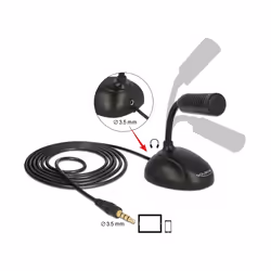DeLOCK 65872 microphone Noir Microphone de téléphone mobile/smartphone