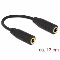 DeLOCK 65896, 3,5mm, Femelle, 3,5mm, Femelle, 0,13 m, Noir