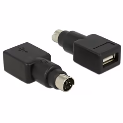 DeLOCK 65898, PS/2, USB Type-A, Noir, Acier inoxydable