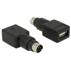 DeLOCK 65898 changeur de genre de câble PS/2 USB Type-A Noir, Acier inoxydable