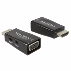 DeLOCK 65901, HDMI A, VGA & 3.5 mm Audio, Noir