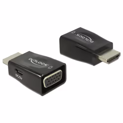 DeLOCK 65902, HDMI A, VGA, Noir