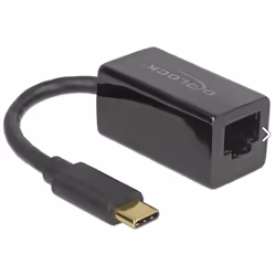 DeLOCK 65904, USB Type-C, RJ-45, RJ-45, Noir, 0,135 m, Activité, Énergie