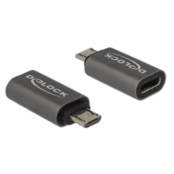 DeLOCK 65927, USB 2.0 Micro-B, USB Type-C, Anthracite