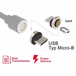 DeLOCK 65932 changeur de genre de câble Magnet USB Type Micro-B Noir, Argent