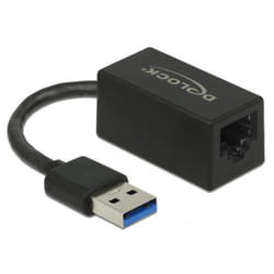 DeLOCK Adaptateur SuperSpeed USB (USB 3.2 Gen 1) avec USB Type-A mâle > Gigabit LAN 10/100/1000 Mbps compact noir