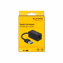 DeLOCK Adaptateur SuperSpeed USB (USB 3.2 Gen 1) avec USB Type-A mâle > Gigabit LAN 10/100/1000 Mbps compact noir