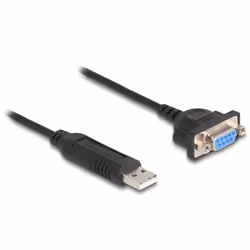 DeLOCK Adaptateur USB 2.0 à Serial RS-232 avec boitier de connecteur Serial compact 50 cm FTDI, Noir, 0,5 m, USB Type-A, RS-2 ...