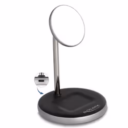 DeLOCK Chargeur sans fil 2 en 1 avec 5 W / 7,5 W / 10 W / 15 W - Qi, Intérieure, USB, Recharge sans fil, 1 m, Noir, Gris, Bla ...