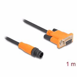 DeLOCK 66745, Noir, Orange, 1 m, M12 plug 5 pin, D-Sub 9 pin, Mâle, Femelle