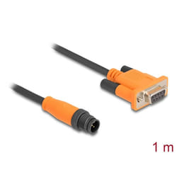 DeLOCK 66745 câble Série Noir, Orange 1 m M12 plug 5 pin D-Sub 9 pin