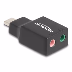 DeLOCK 67128, 1 x USB 2.0 C, 2 x 3,5 mm, Noir