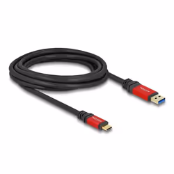 DeLOCK 80619, 3 m, USB A, USB C, USB 3.2 Gen 2 (3.1 Gen 2), 10000 Mbit/s, Noir, Rouge
