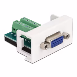 DeLOCK 81346, Plat, Blanc, VGA (D-Sub), Terminal, Femelle, Plastique
