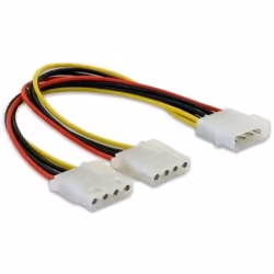 DeLOCK Y-Cable Power &gt; 2x 4pin Molex, 0,11 m, Molex (4-pin), Molex (4-pin)