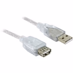 DeLOCK 82239, 1,8 m, USB A, USB A, USB 2.0, Mâle/Femelle, Blanc