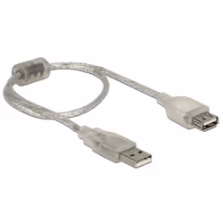 DeLOCK 82244, 0,3 m, USB A, USB A, USB 2.0, 480 Mbit/s, Transparent