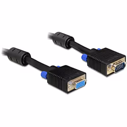 DeLOCK 1m VGA Cable, 1 m, VGA (D-Sub), VGA (D-Sub), Mâle, Femelle, Noir