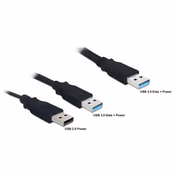 DeLOCK 82908, 0,6 m, 2 x USB A, USB A, USB 3.2 Gen 1 (3.1 Gen 1), Mâle/Mâle, Noir