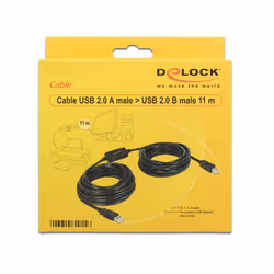 DeLOCK 11m, USB2.0-A - USB2.0-B câble USB USB A USB B Noir