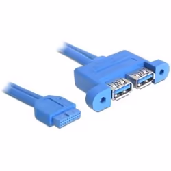 DeLOCK 82941, 0,45 m, 2 x USB A, USB 3.2 Gen 1 (3.1 Gen 1), Femelle/Femelle, 5000 Mbit/s, Bleu