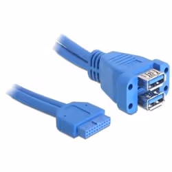 DeLOCK 82942, 0,45 m, USB 3.2 Gen 1 (3.1 Gen 1), Femelle/Femelle, 5000 Mbit/s, Bleu