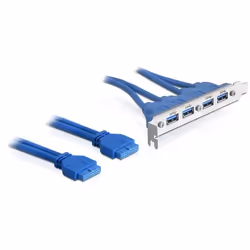 DeLOCK 2 x USB 3.0 19-pin - 4 x USB 3.0-A, 0,4 m, USB 2.0, USB A, Mâle, Femelle