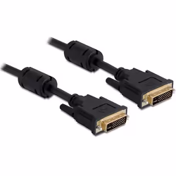 DeLOCK 1m DVI-I, 1 m, DVI-I, DVI-I, Noir, Or, Mâle/Mâle