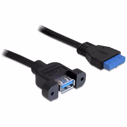DeLOCK 0.5m USB 3.0 F/F, 0,5 m, USB A, IDC, Noir