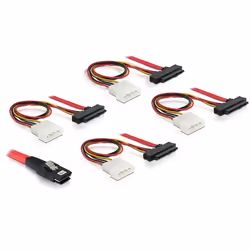 DeLOCK 83146, 1 m, mini SAS 36-pin, 4x SAS 29pin (SFF 8087 &gt; 4x SFF 8482 + 5.25), Mâle/Mâle, Noir, Rouge, Blanc