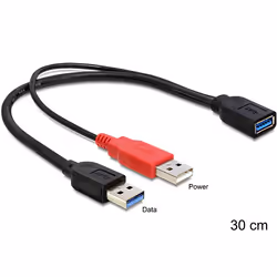 DeLOCK 83176, 0,3 m, USB A, 2 x USB A, USB 3.2 Gen 1 (3.1 Gen 1), Mâle/Femelle, 5000 Mbit/s
