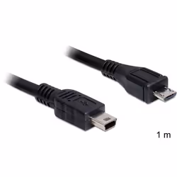 DeLOCK 1m USB2.0 microB/miniB, 1 m, Micro-USB B, Mini-USB B, USB 2.0, Mâle/Mâle, Noir