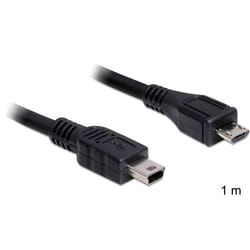 DeLOCK 1m USB2.0 microB/miniB câble USB Micro-USB B Mini-USB B Noir
