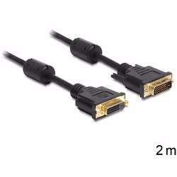 DeLOCK DVI-D/DVI-D 2m, 2 m, DVI-D, DVI-D, Noir, Or, Mâle/Femelle