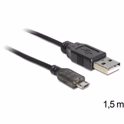 DeLOCK USB 2.0-A - USB micro-B, 1.5m câble USB 1,5 m USB A Micro-USB B Noir