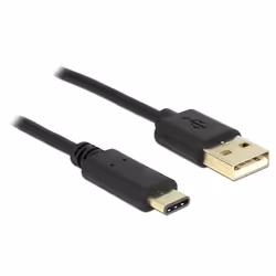 DeLOCK 2m, USB2.0-A/USB2.0-C, 2 m, USB A, USB C, USB 2.0, Mâle/Mâle, Noir